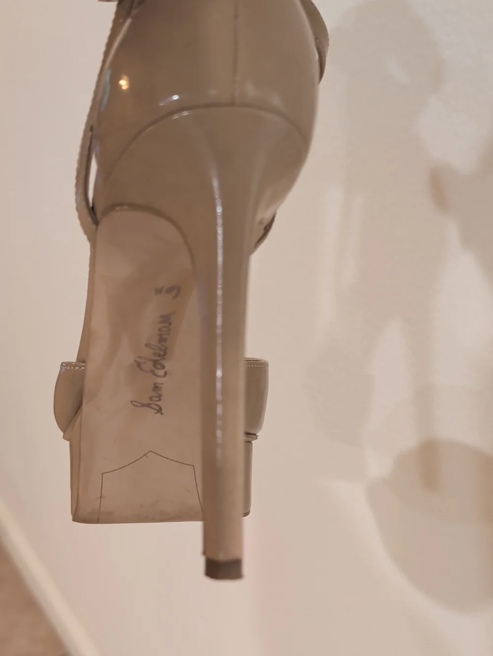 Sam Edelman Nude Patent Platform Ankle-Strap Heels SZ 6 1/2